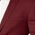 Slim-Fit 2-Piece Solid Suit // Burgundy (US: 38R)