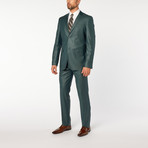 Slim-Fit Top Stitch 2-Piece Suit // Teal Green (US: 38L)