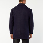 Double Breasted Wool Blend Coat // Navy (S)