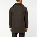 Double Breasted Wool Blend Coat // Charcoal (M)