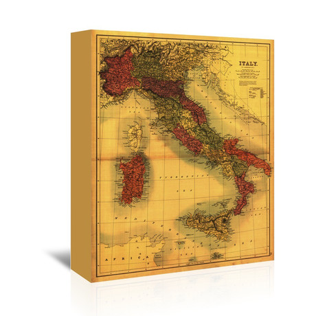 Italy // Panoramic Map (16"L x 20"W x 1.5"D)