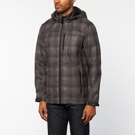 Hooded Bonded Fur Jacket // Charcoal + Black (S)