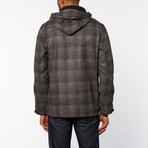 Hooded Bonded Fur Jacket // Charcoal + Black (L)