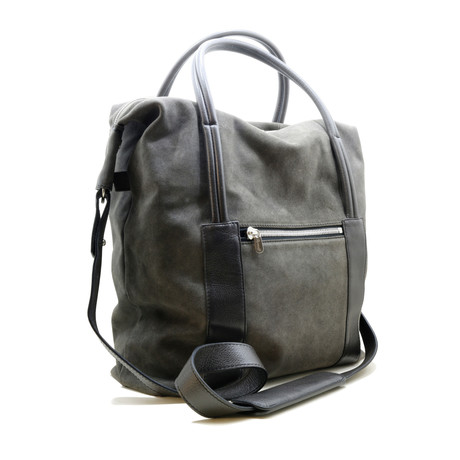 Square Suede Bag // Grey