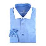 Milan Contrast Collar Button-Up // Blue + White (3XL)