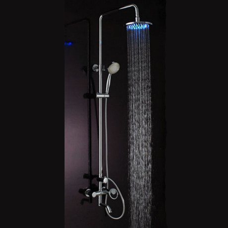 Rainfall Wall Mount Shower Set // Handheld Shower + LED Faucet