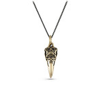 Tribal Raven Skull Necklace (Bronze // 24" Gunmetal Chain)