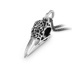 Tribal Raven Skull Necklace (Bronze // 20" Gunmetal Chain)