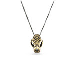 Tribal Lynx Skull Necklace (Bronze // 24" Gunmetal Chain)