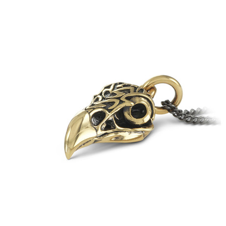 Tribal Eagle Skull Necklace (Bronze // 24" Gunmetal Chain)