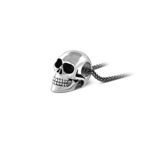 Small Human Skull Necklace (Bronze // 20" Gunmetal Chain)