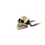 Small Human Skull Necklace (Bronze // 24" Gunmetal Chain)