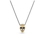 Small Human Skull Necklace (Bronze // 24" Gunmetal Chain)