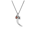 Raven Talon + Garnet Necklace (Bronze // 24" Gunmetal Chain)