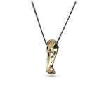 Raven Skull with Human Skull Necklace (Bronze // 24" Gunmetal Chain)