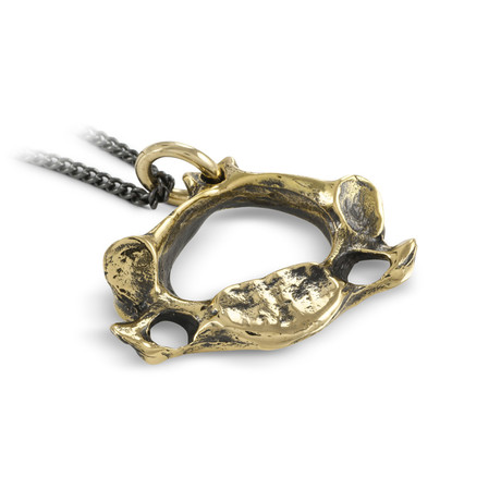 Large Vertebra Necklace (Bronze // 24" Gunmetal Chain)
