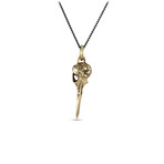 Hummingbird Skull Necklace (Bronze // 20" Gunmetal Chain)