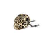 Day of the Dead Skull Necklace // Bronze (24")