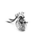 Anatomical Heart Necklace // White Bronze (Bronze // 20" Gunmetal Chain)