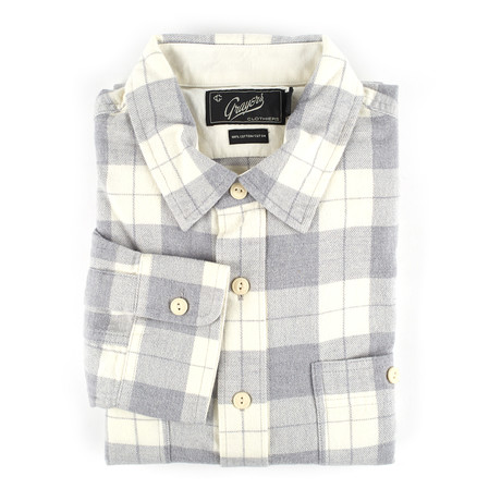 Vintage Flannel Button-Up Shirt // White + Heather Grey (XS)
