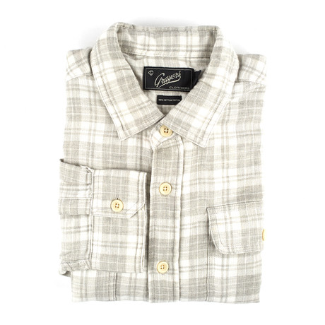 Double Cloth Button-Up Shirt // Grey + Cream Plaid (XS)