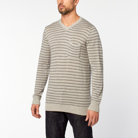 Merino Wool Sweater // Multi Grey Stripe (XS)
