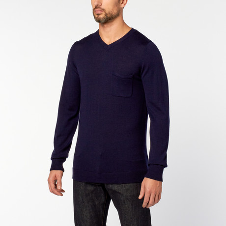Merino Wool Sweater // Navy (XS)