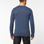 Merino Wool Sweater // Blue + Heather Grey (XS)