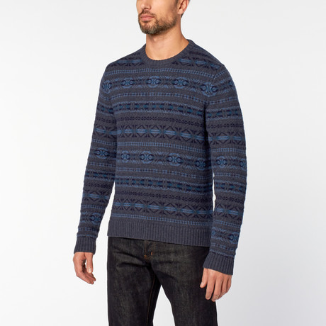 Blue Fairisle Sweater // Navy Blue (XS)