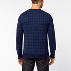 Double Knit Houndstooth Sweater // Navy Blue (S)