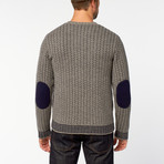 Jacquard Crows Foot Sweater // Gray + Navy (XS)