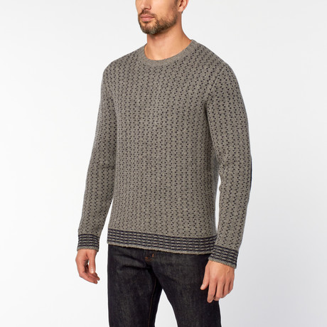 Jacquard Crows Foot Sweater // Gray + Navy (XS)