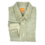Linen Button Up Shirt // Green (L)