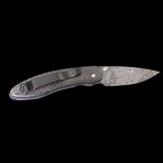 Carbon Fiber Damascus Folder Pocket Knife // Red