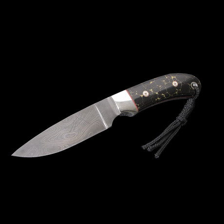 Black Onyx with Gold Fixed Blade Knife