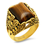 18k Gold Plated Tiger Eye Ring (Size 9)
