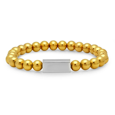 18k Gold Plated Beaded Bracelet + Silver Accent