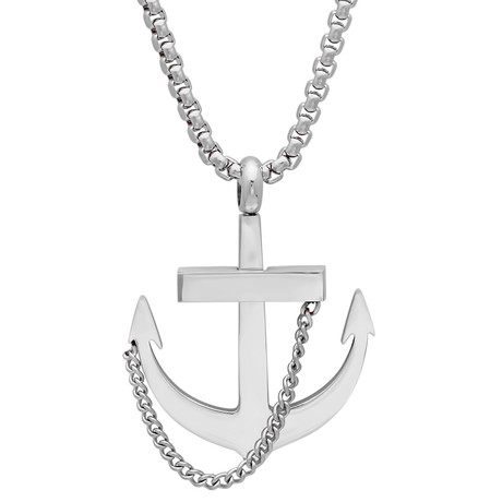 Silver Toned Anchor Necklace