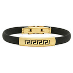 Rubber And 18k Gold Plated Greek Key Bracelet