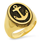 18k Gold Plated Anchor Ring (Size 12)