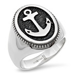 Silver Toned Anchor Ring (Size 9)
