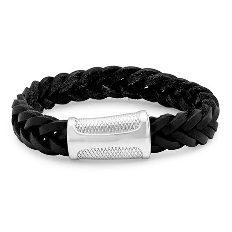 Leather Braided Bracelet + Stainless Steel Clasp