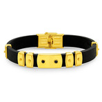 18k Gold Plated + Leather Bracelet