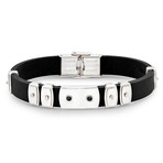 Silver Toned + Leather Bracelet