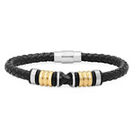 Leather Braided Bracelet // Black + 18k Gold Plated