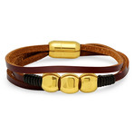 Leather Bracelet // Brown + Gold Plated