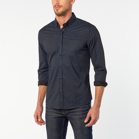 Vanishing Point Button Up // Charcoal + Navy (S)