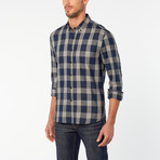 Hi-Five Plaid Button Up // Grey + Blue (2XL)