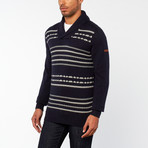Fairisle Shawl Collar Sweater // Navy Blazer (M)
