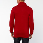 Cable Knit Shawl Collar Cardigan // Red Setter M (L)